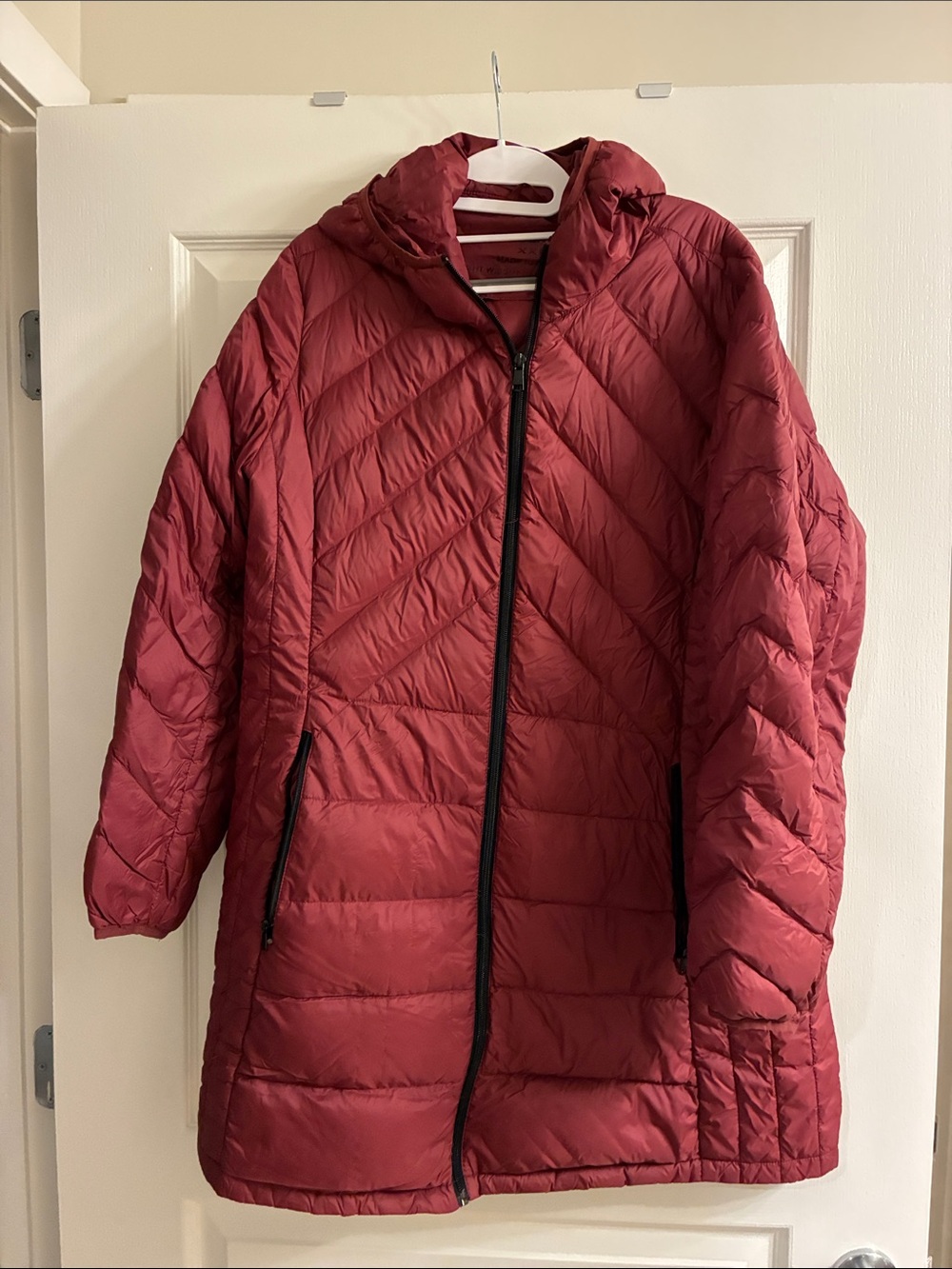 London Fog Women's Quilted Hooded Down Packable Puffer Coat - Burgundy